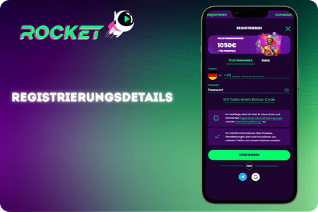 Registrierungsdetails Rocket Casino sign up